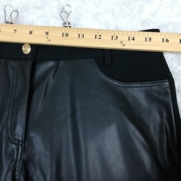 Michael‎ Kors Womens Pants Skinny Moto Black Faux Leather Mid Rise Stretch 8 - Picture 4 of 10